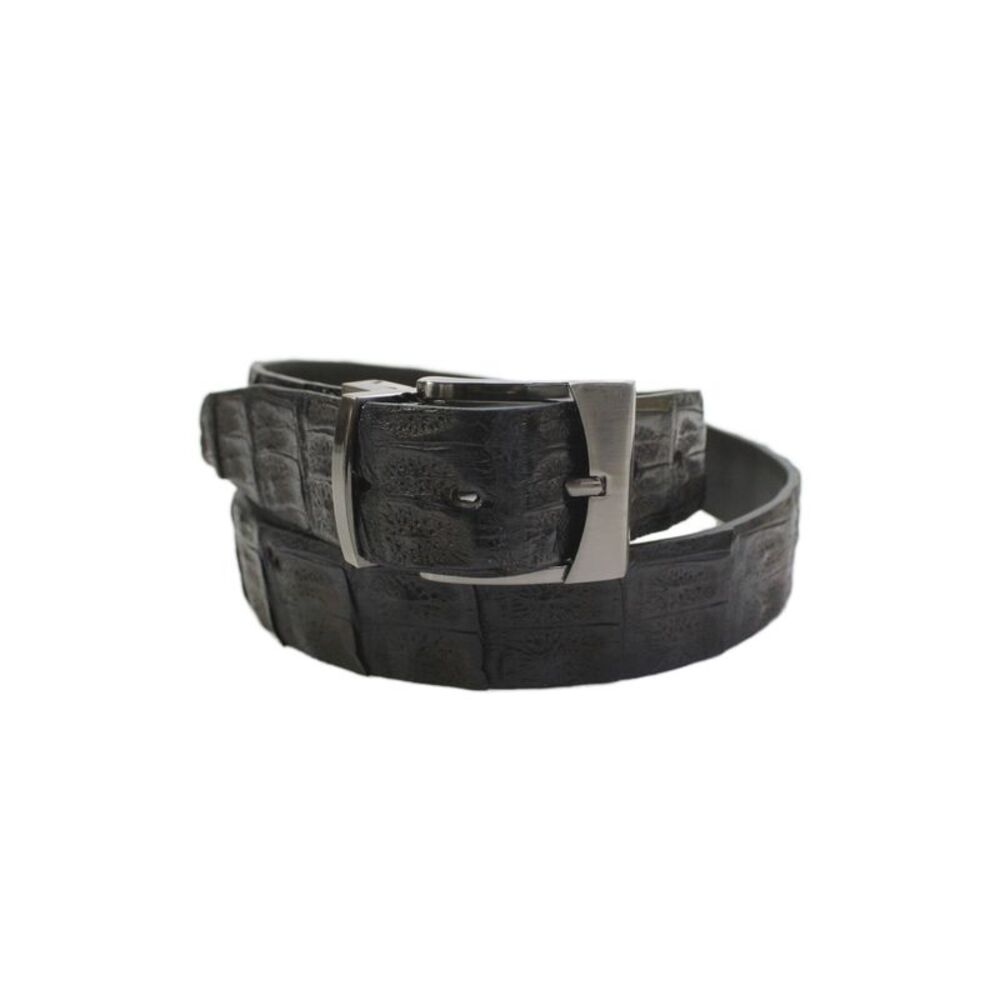 Bernini Mens Genuine American Alligator Silver Tone Buckle Belt Dark Brown Sz 40